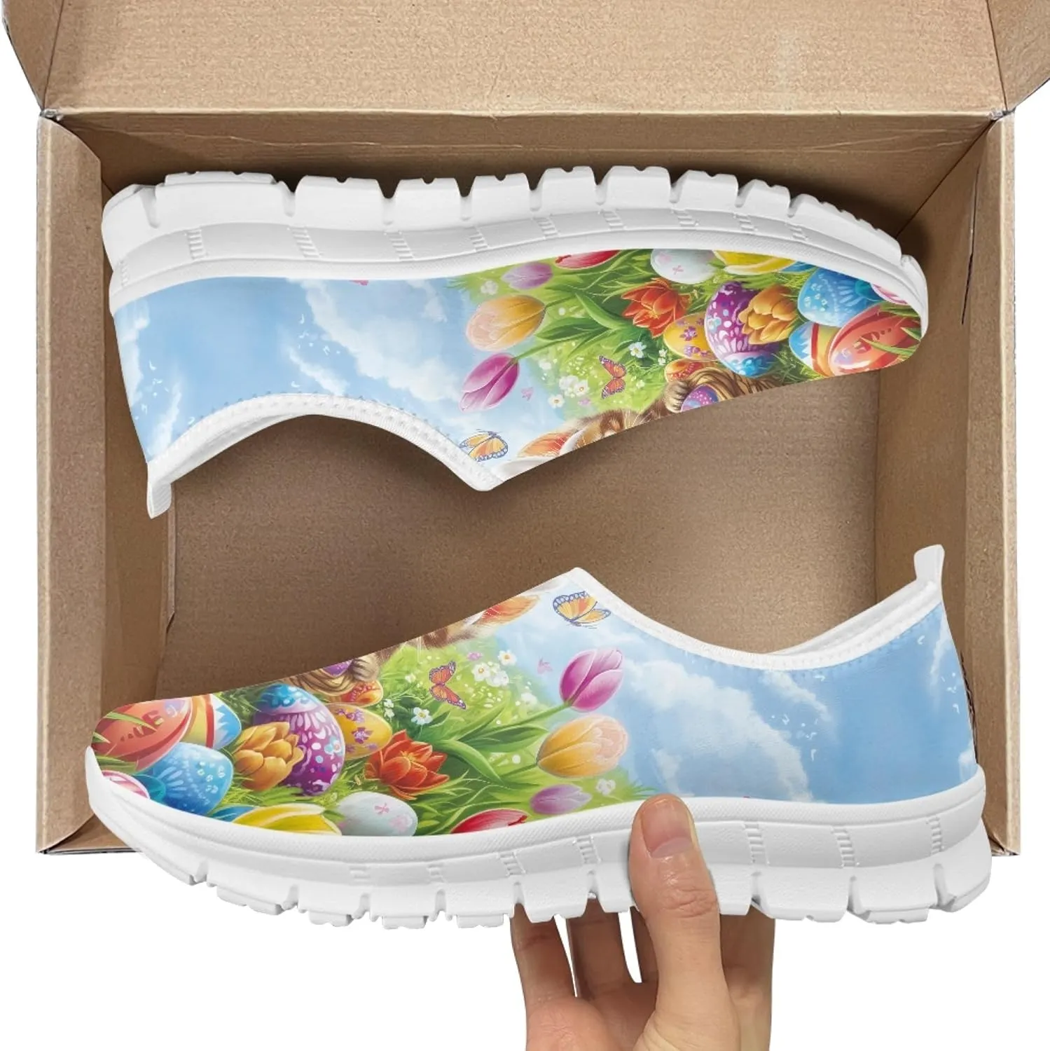 Trendy Print Womens Shoes Slip-on Walking Shoes Sneakers Breathable Mesh Casual Footwear