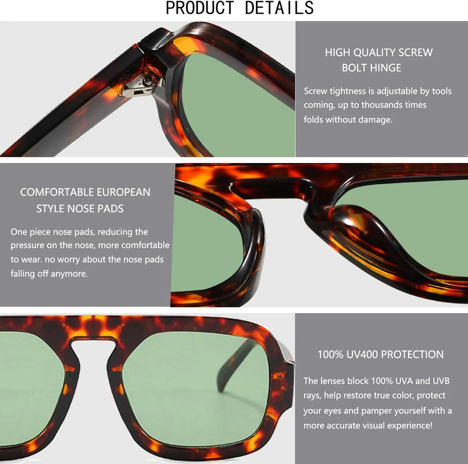 Trendy Square Aviator Sunglasses for Women Flat Top Designer Stylish Frame Sun Glasses Vintage Shades