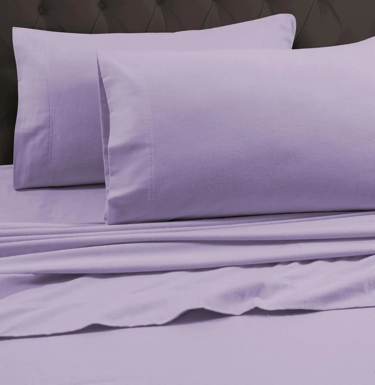 Tribeca Living California King Luxury Solid Flannel Generous Size Flat Sheet, Lavender