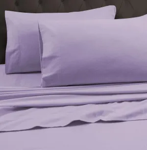 Tribeca Living California King Luxury Solid Flannel Generous Size Flat Sheet, Lavender