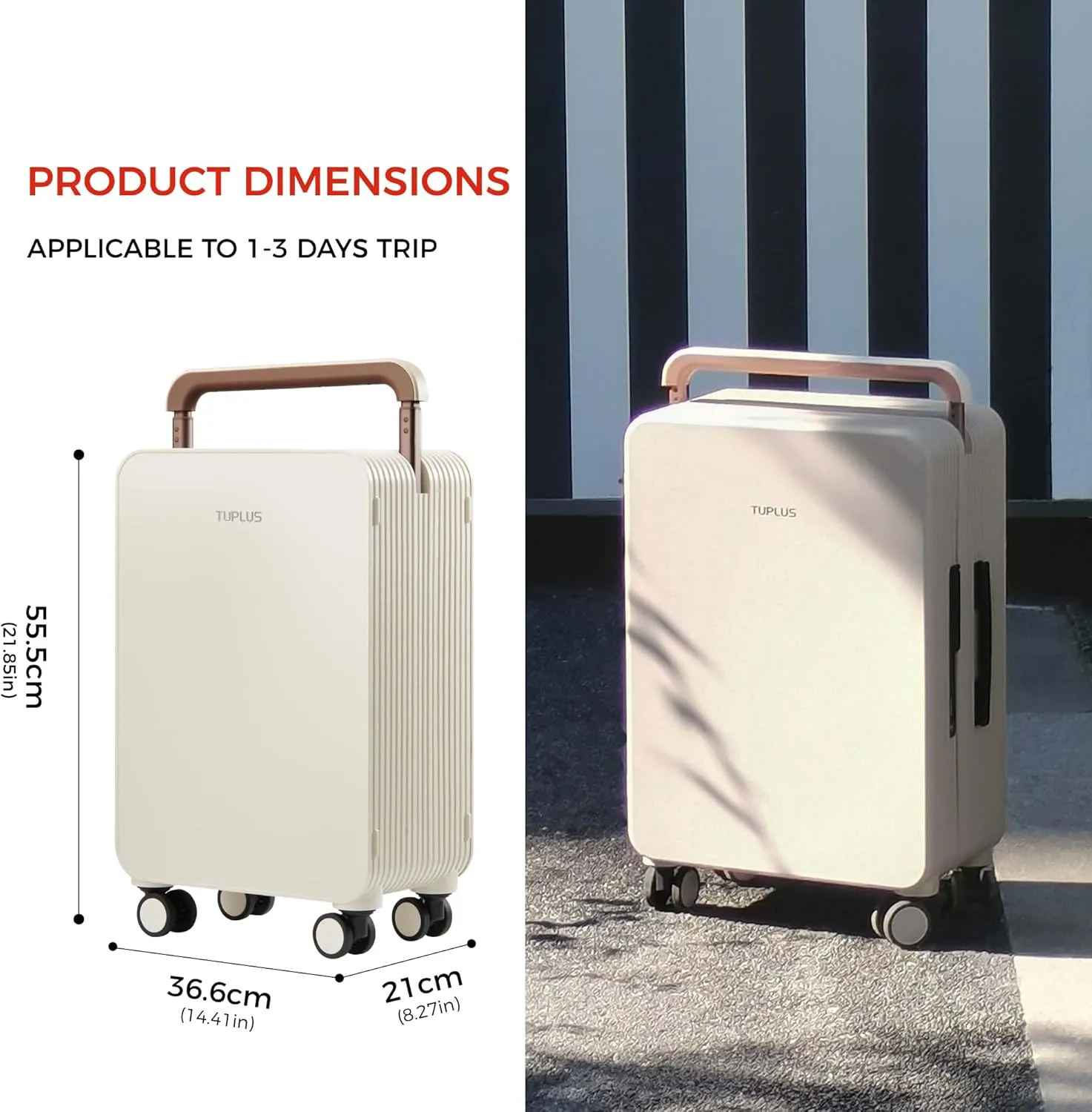 TUPLUS Suitcase ABS Hard Shell Luggage with 4 Spinner Wheels Hold Check in Travel Case, Balance Series