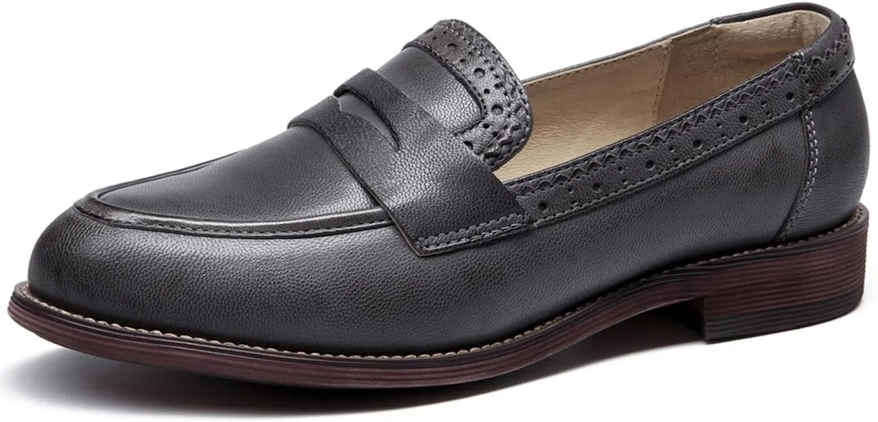 U-lite Women's Classic Sheepskin Penny Loafers Comfortable Slip On Dress Flats Shoes