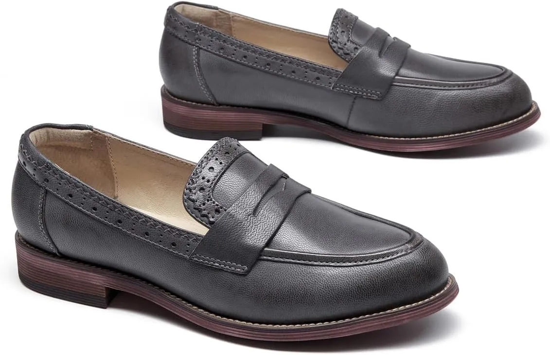 U-lite Women's Classic Sheepskin Penny Loafers Comfortable Slip On Dress Flats Shoes