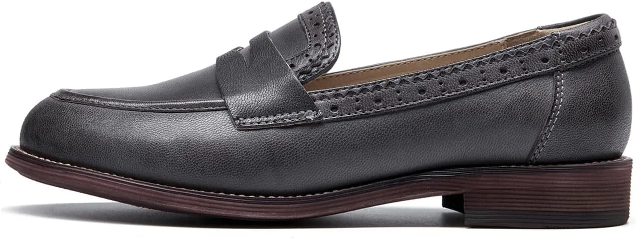 U-lite Women's Classic Sheepskin Penny Loafers Comfortable Slip On Dress Flats Shoes