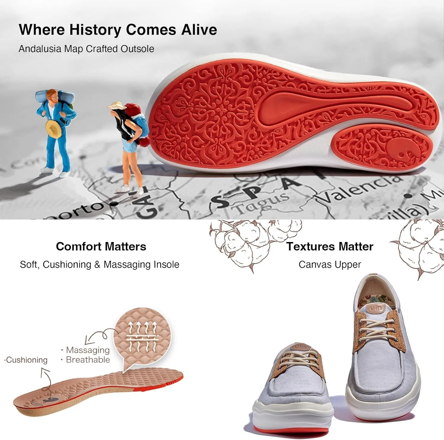 UIN Men's Fashion Platform Sneaker Slip On Walking Casual Comfortable Art Painted Travel Shoes Andalusia