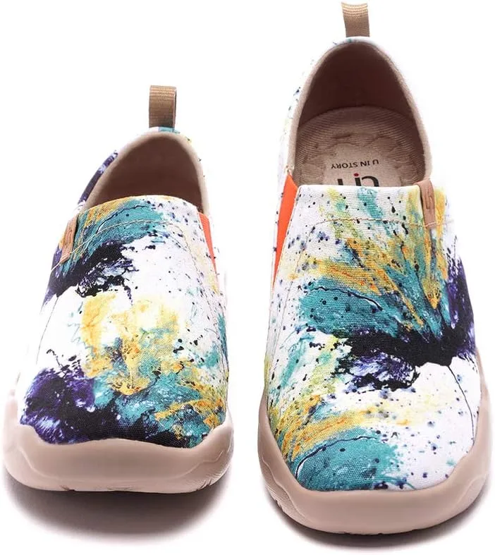 UIN Women's Artistic Slip-On Shoes Vibrant Floral Casual Loafers Lightweight Comfortable Travel Footwear