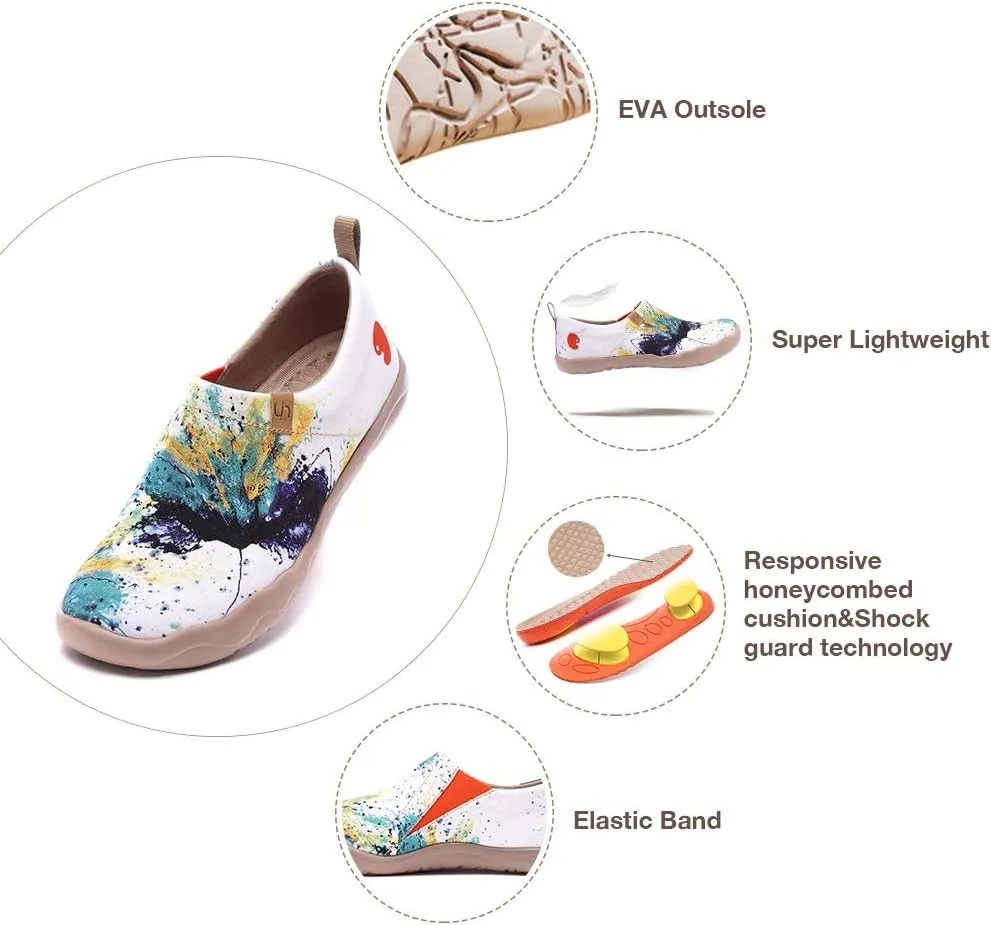 UIN Women's Artistic Slip-On Shoes Vibrant Floral Casual Loafers Lightweight Comfortable Travel Footwear