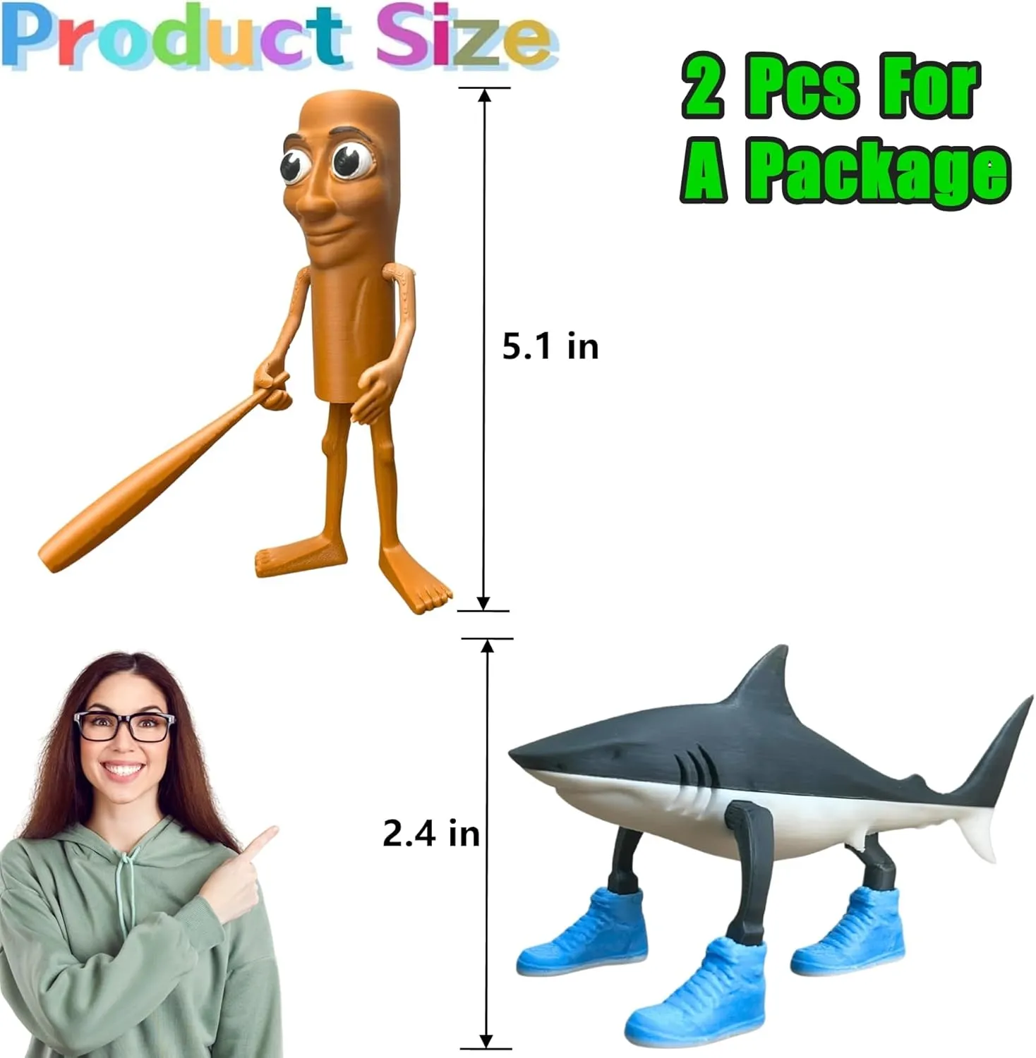 ULTHOOL Tralalero Tralala Action Figure Set, Italian Brainrot Shark Meme Figures Toys, Tung Tung Tung Sahur Animals Dolls, Creative 3D Collectible Toy Gifts for Fans