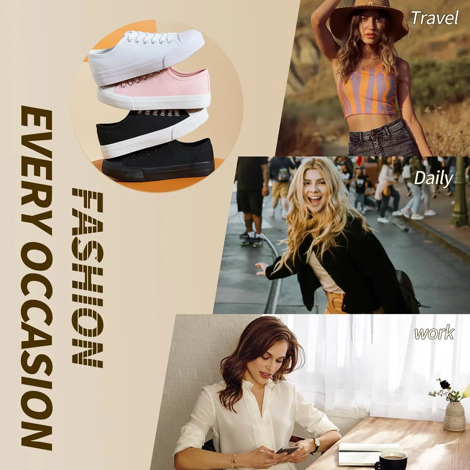 Uoidru White Tennis Canvas Shoes for Women Black Canvas Sneakers Womens Fashion Sneakers Classic Lace Up Walking Shoes