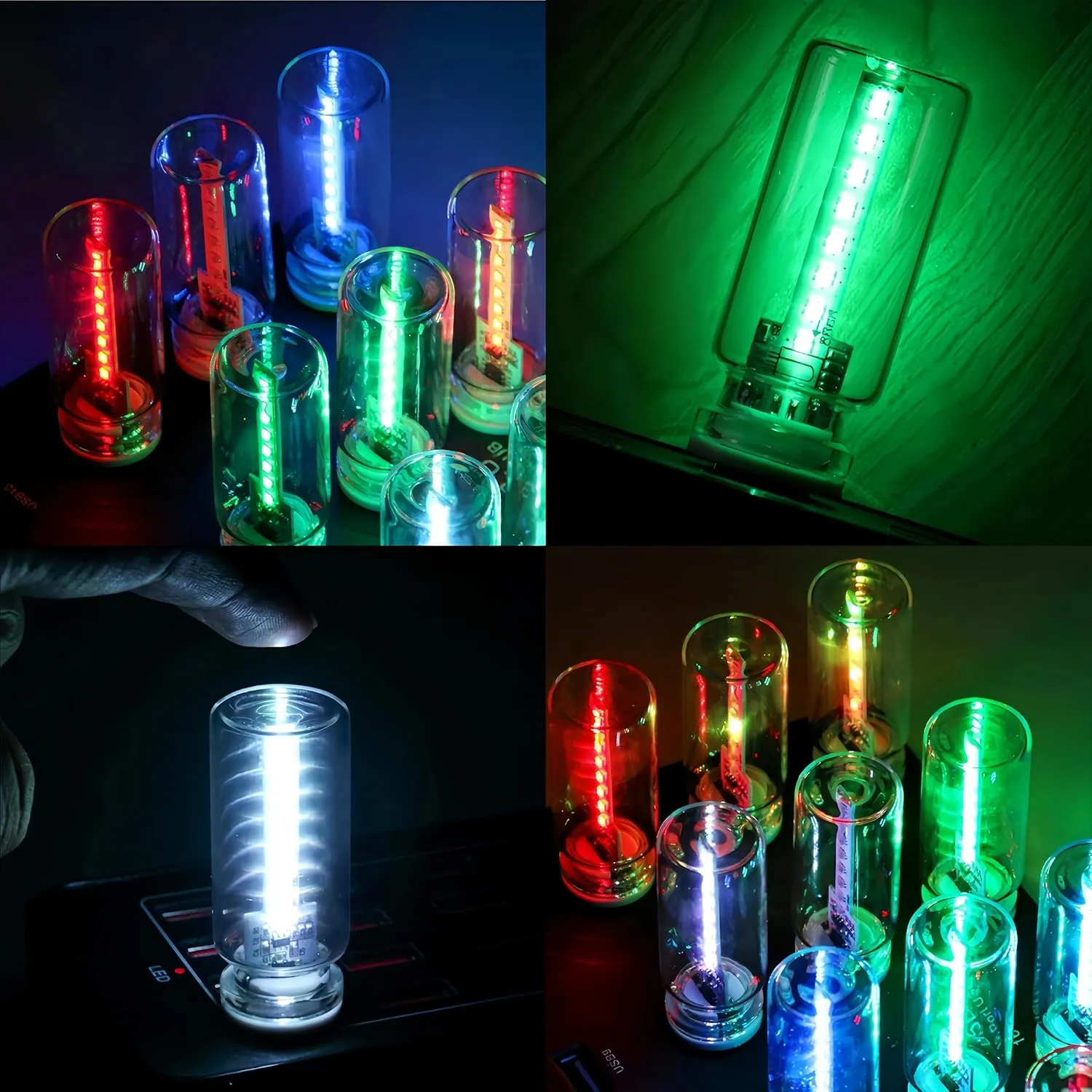 USB Touch Control LED Atmosphere Lamp - 7 Color Modes, Dimmable 16 LED Mood Light for Car, Bedroom, Camping, Party, Night Light, with Portable Design & Low Energy Consumption(Clear- Dynamic)