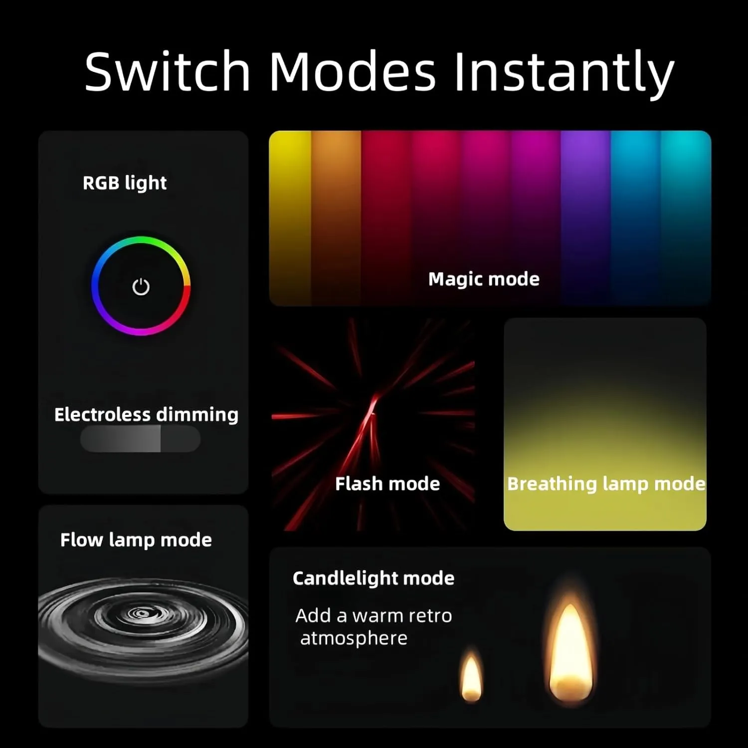 USB Touch Control LED Atmosphere Lamp - 7 Color Modes, Dimmable 16 LED Mood Light for Car, Bedroom, Camping, Party, Night Light, with Portable Design & Low Energy Consumption(Clear- Dynamic)