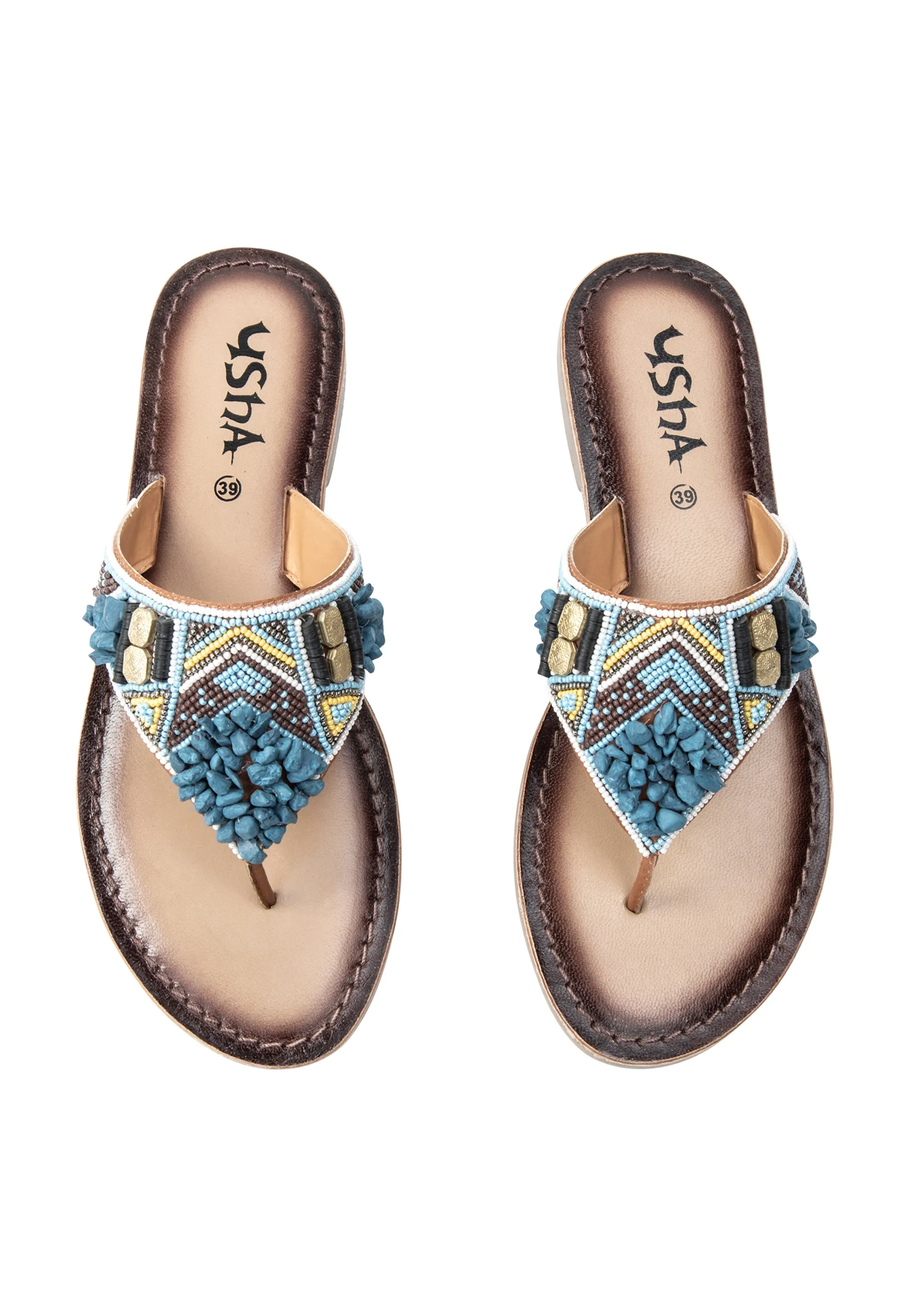usha FESTIVAL Women's Beaded Sandals