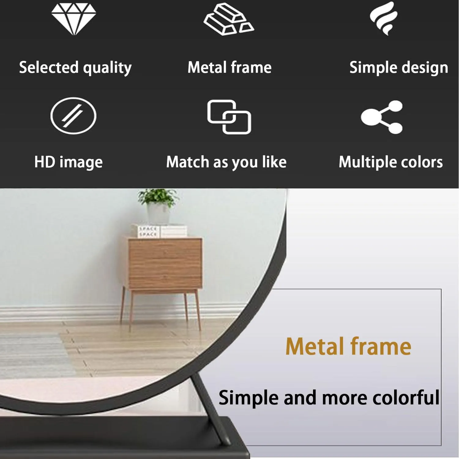 Vanity Mirror with Stand,Table Mirror,Round Mirror Makeup Mirror,Countertop High-Definition Tabletop Mirrors - for Desk, Bathroom