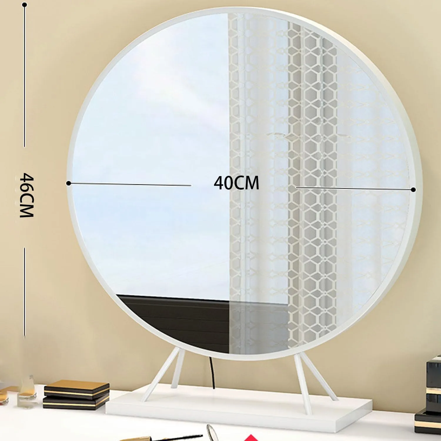 Vanity Mirror with Stand,Table Mirror,Round Mirror Makeup Mirror,Countertop High-Definition Tabletop Mirrors - for Desk, Bathroom