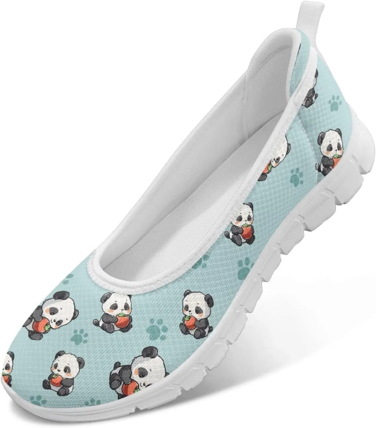 Various Creative Panda Print Womens Flats Comfortable Dressy Slip On Ballet Shoes Lightweight Stylish Mesh Casual Sneakers Daily Wear