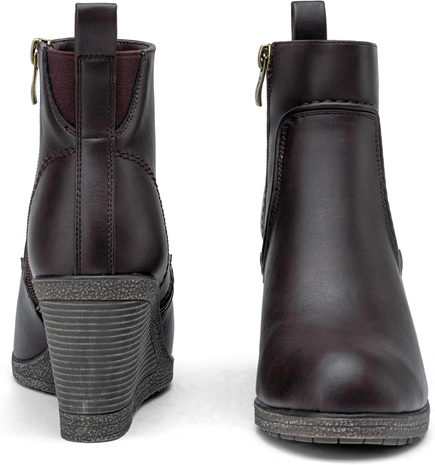 Vepose Women's 9679 Low Wedge Boots, Comfortable Ankle Booties with Inside Zipper