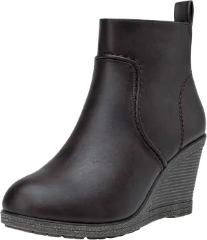 Vepose Women's 9679 Low Wedge Boots, Comfortable Ankle Booties with Inside Zipper