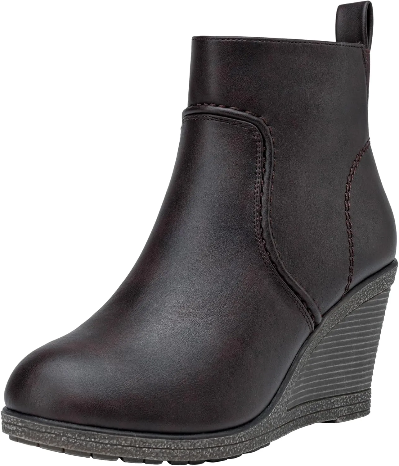 Vepose Women's 9679 Low Wedge Boots, Comfortable Ankle Booties with Inside Zipper