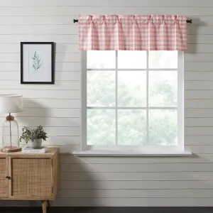 VHC Brands Annie Buffalo Check Farmhouse 16"x60" Valance Pink Rod Pocket Cotton Kitchen Window Curtains