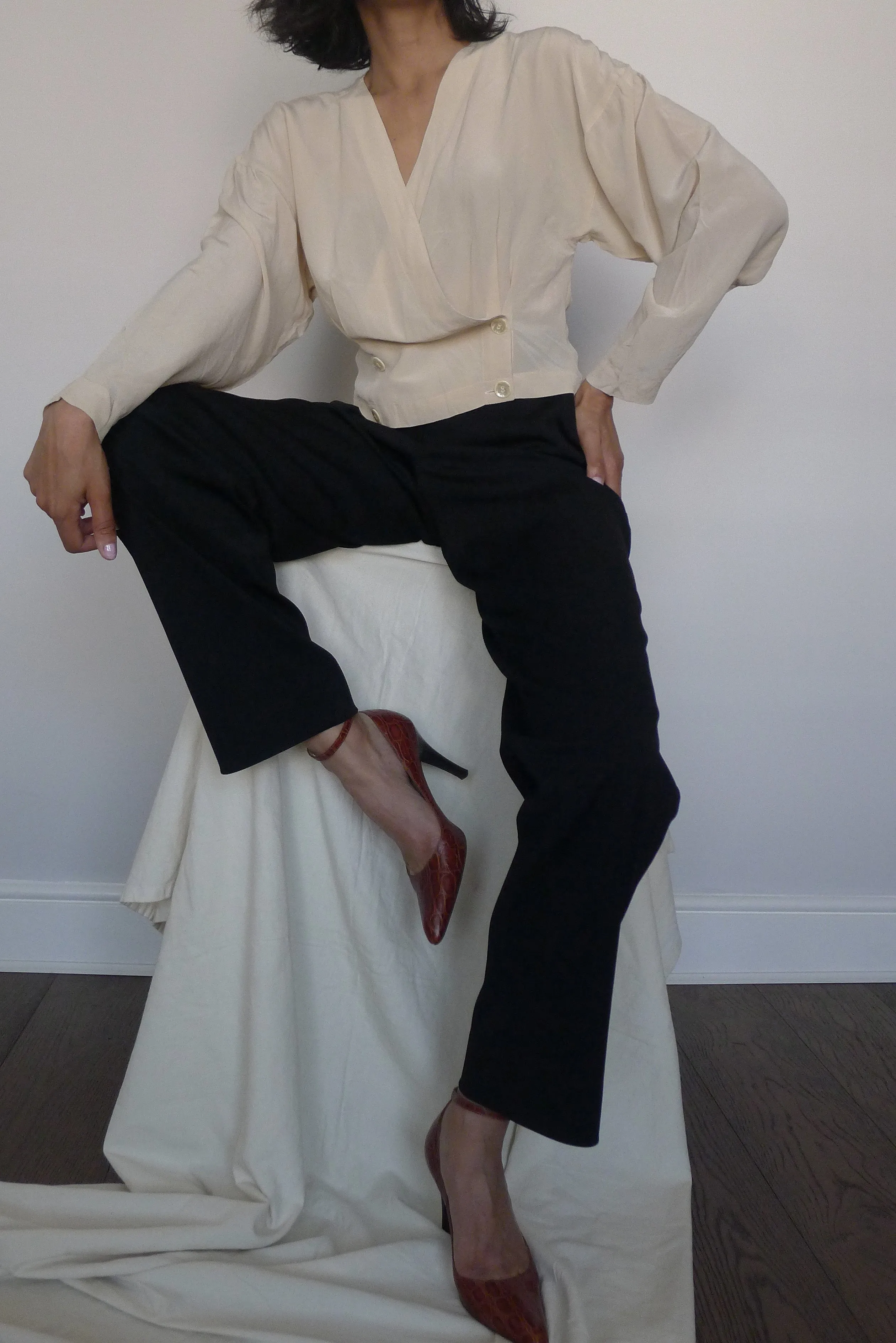 Vintage Minimal Silk Top