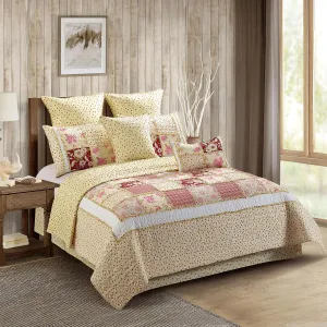 VIRAH BELLA 3 Piece King Lodge Quilt Bedding Set - Rustic Country Reversible Comforter Set with Decorative Pillow Shams - Kensington Floral