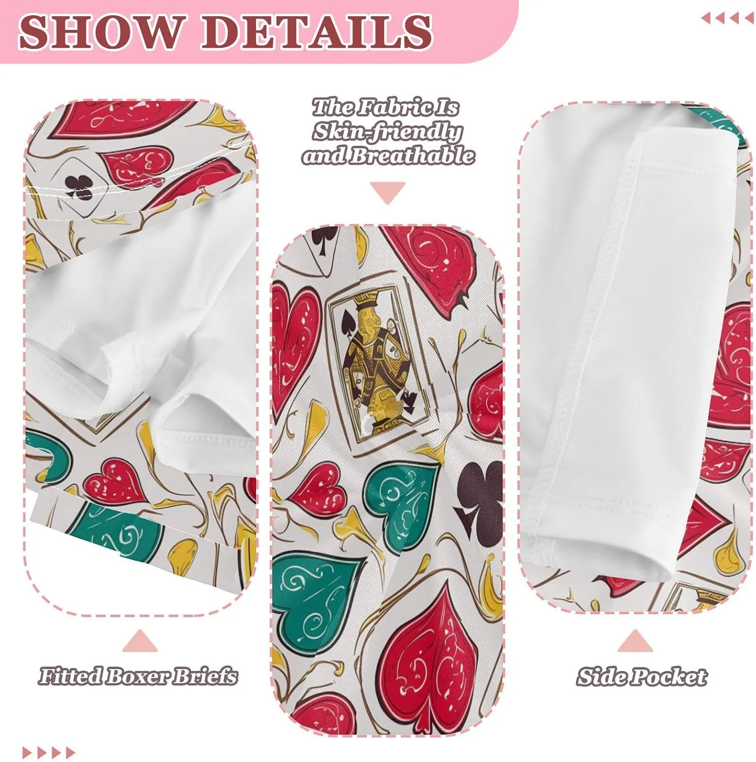 visesunny Girl's Golf Skirt Athletic Abstract Poker Heart Tennis Skort Sport Activewear with Double Layer Pockets