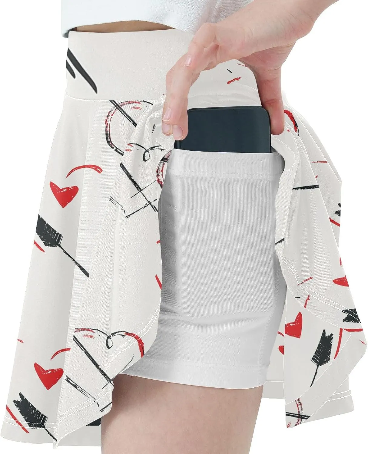 visesunny Girl's Golf Skirt Athletic Minimalist Love Arrow Tennis Skort Sport Activewear with Double Layer Pockets