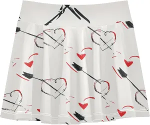 visesunny Girl's Golf Skirt Athletic Minimalist Love Arrow Tennis Skort Sport Activewear with Double Layer Pockets