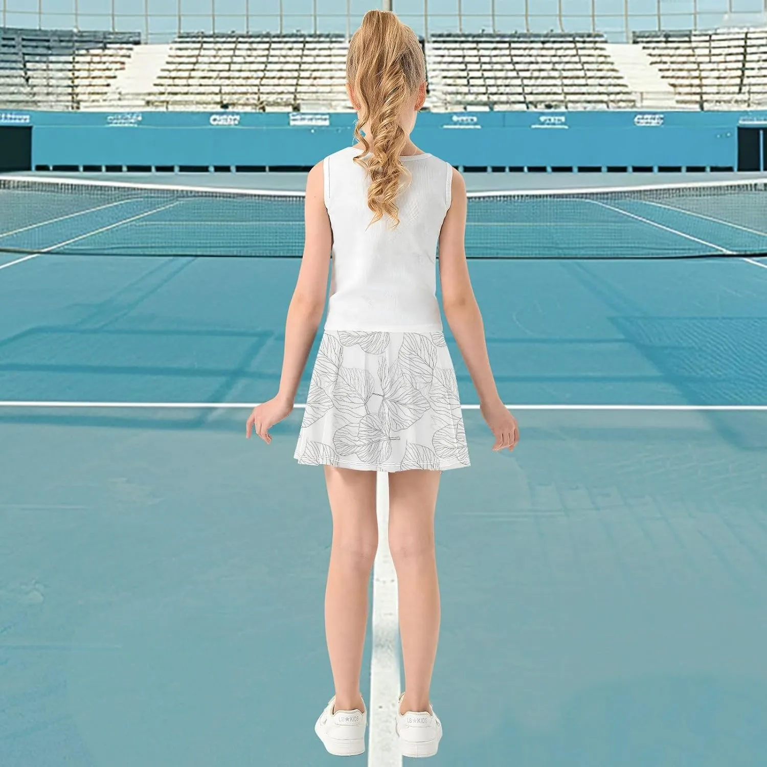 visesunny Girl's Golf Skirt Athletic Pencil Leaf Vein Tennis Skort Sport Activewear with Double Layer Pockets