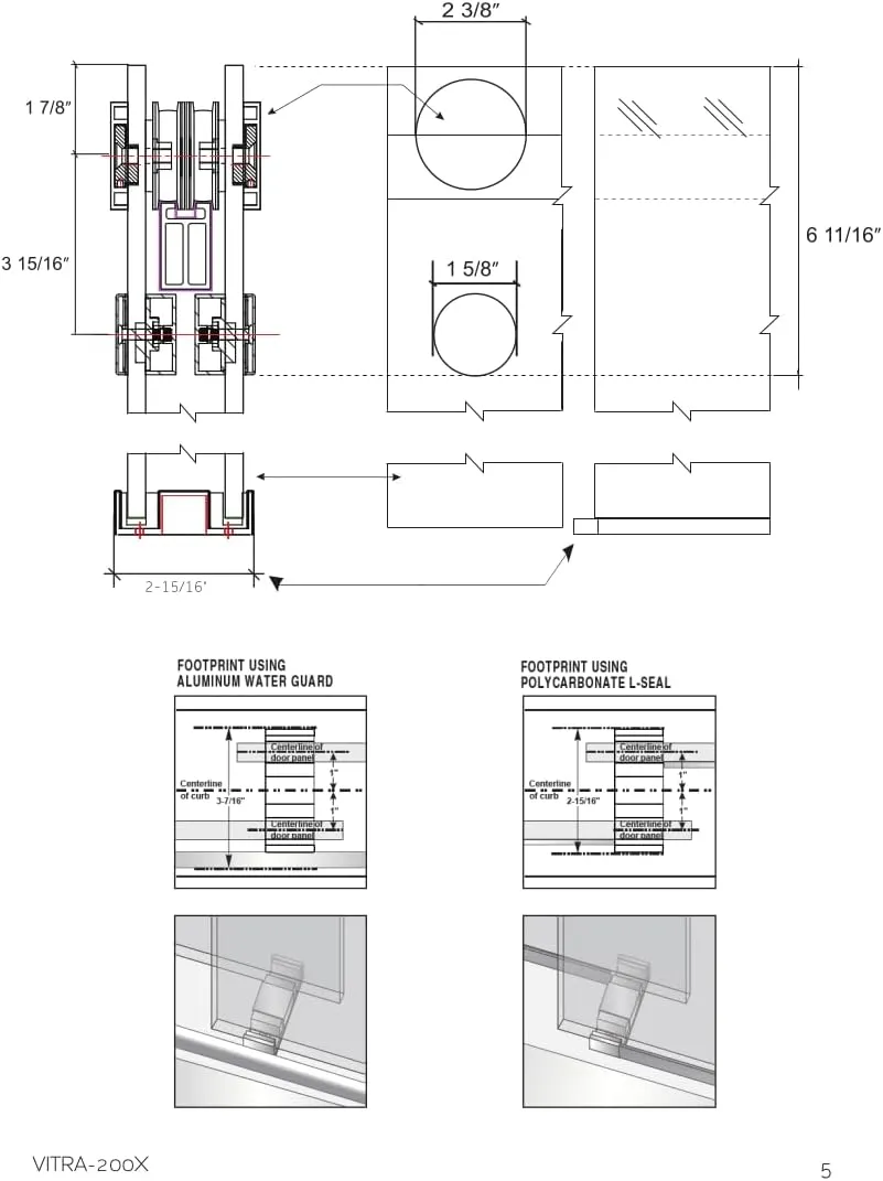 VITRA-200 56.5-60" W x 78" H Frameless Shower Door, Double Sliding with 3/8" Clear Tempered Glass (Satin Brass - Double Towel Bars)