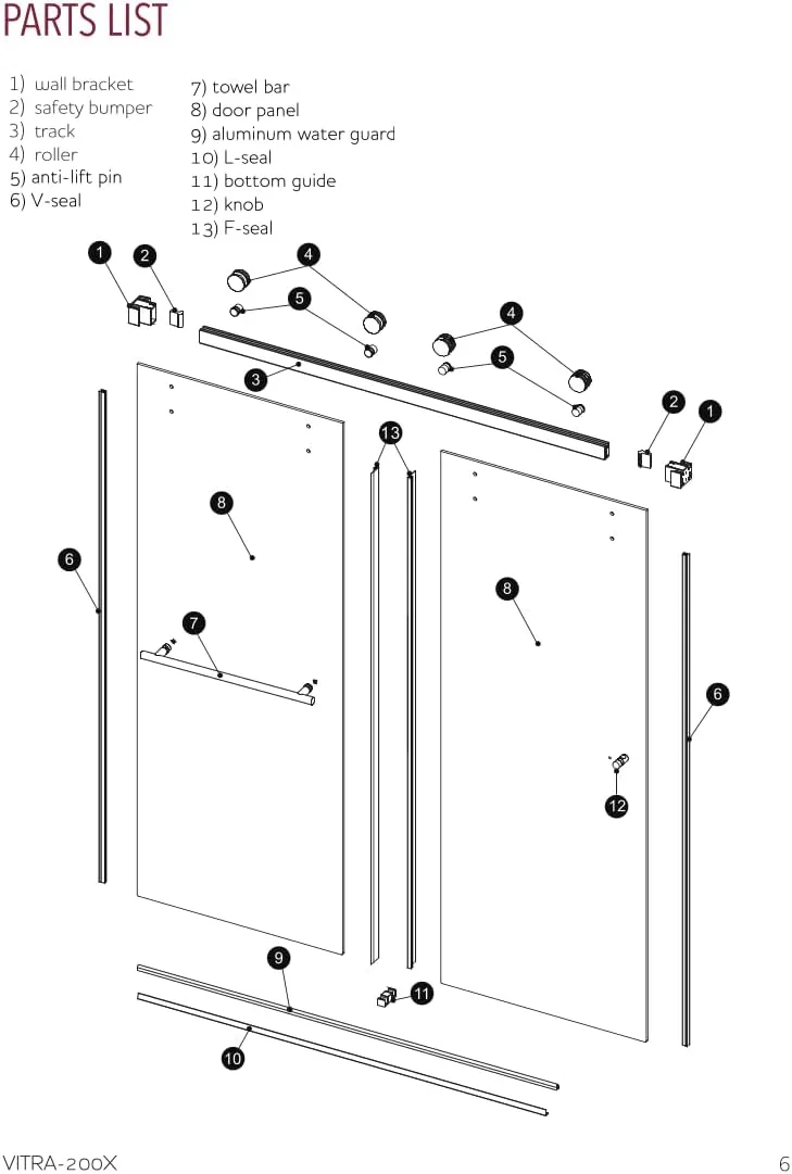 VITRA-200 56.5-60" W x 78" H Frameless Shower Door, Double Sliding with 3/8" Clear Tempered Glass (Satin Brass - Double Towel Bars)