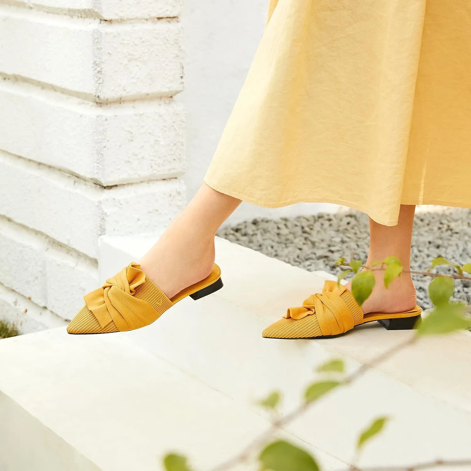 VIVAIA Yaffa Mules for Women Slip On Pointed-Toe Knot Mules Women's Casual Slip on Washable Comfortable Shoes Pointed-Toe Style