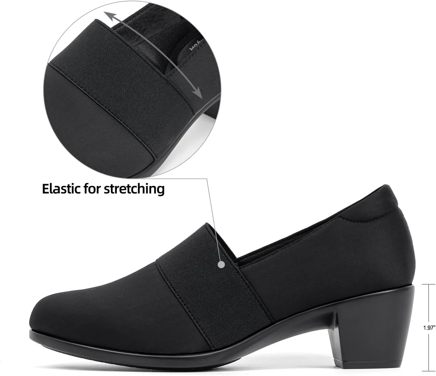 VJH confort Women’s Heeled Shoes, Comfortable Elastic Low Block Chunky Heels Pumps
