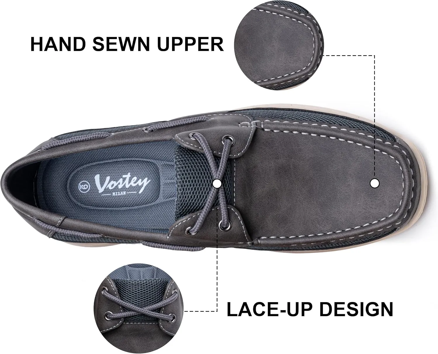 Vostey Men's Boat Shoes Slip On Stylish Casual Loafers Deck Shoes for Men