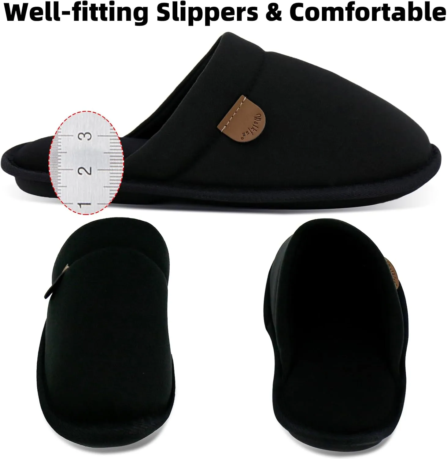 WALKFUN Comfortable House Slippers for Men Full Toe Comfortable Indoor Slip on Warm Slides Sandals with Memory Foam for Bedroom,Indoor Home