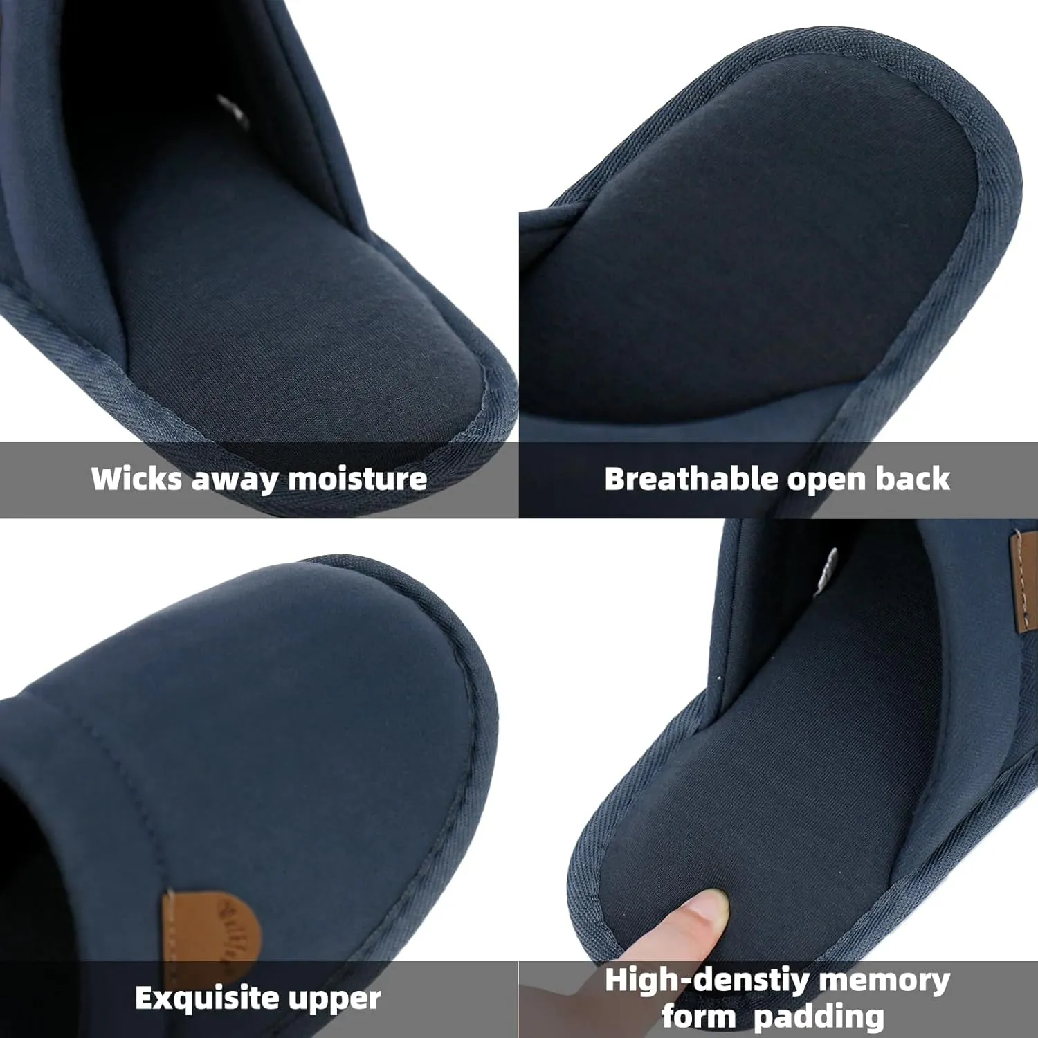 WALKFUN Comfortable House Slippers for Men Full Toe Comfortable Indoor Slip on Warm Slides Sandals with Memory Foam for Bedroom,Indoor Home