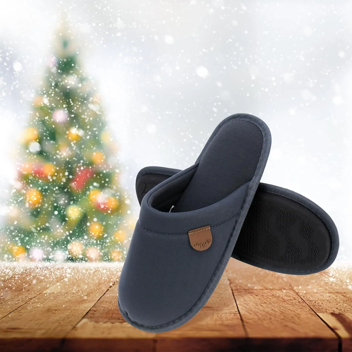 WALKFUN Comfortable House Slippers for Men Full Toe Comfortable Indoor Slip on Warm Slides Sandals with Memory Foam for Bedroom,Indoor Home