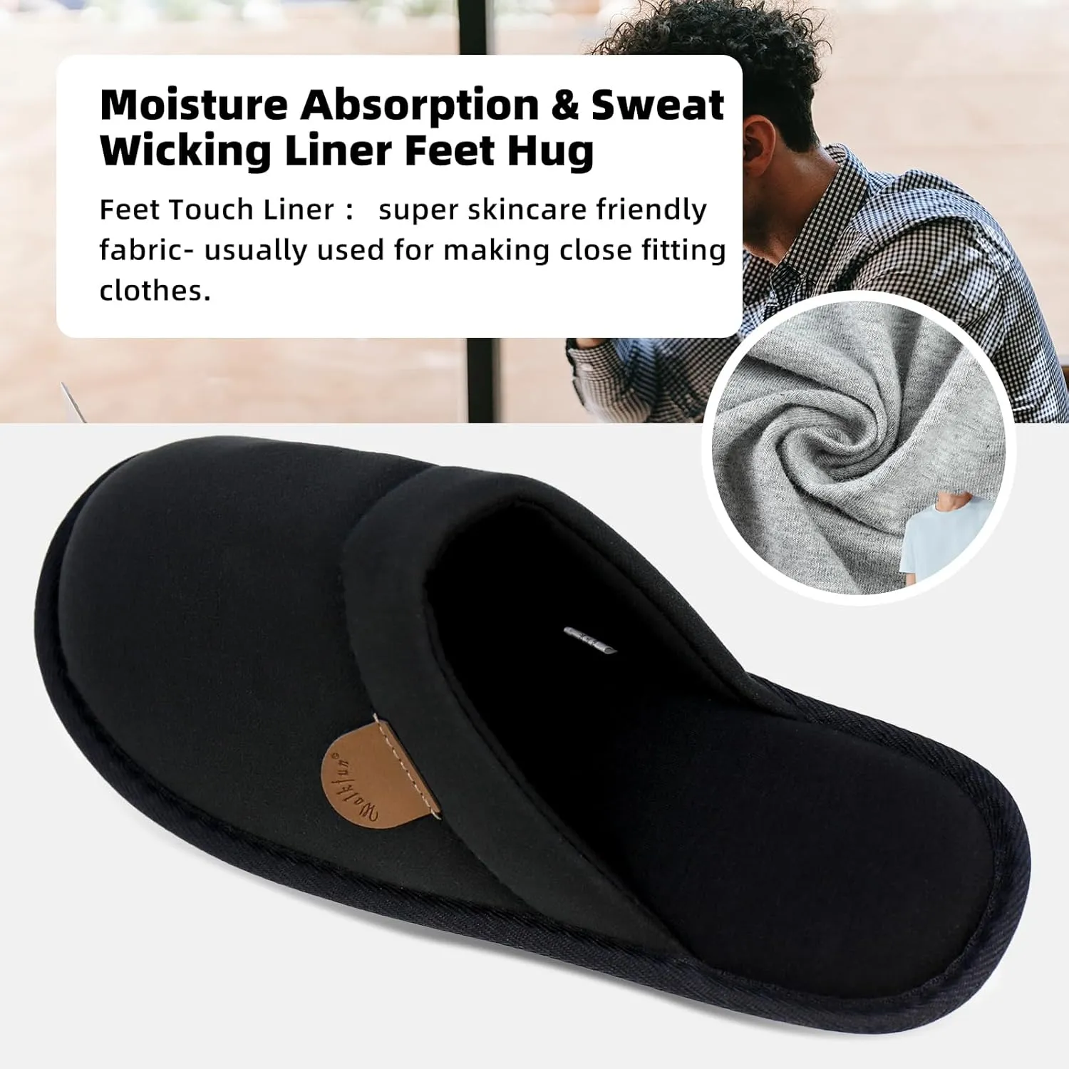 WALKFUN Comfortable House Slippers for Men Full Toe Comfortable Indoor Slip on Warm Slides Sandals with Memory Foam for Bedroom,Indoor Home