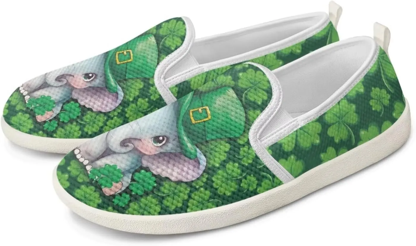 Walking Shoes Slip On Stylish Sneakers Casual Flat Mesh Comfort Loafers Workout Running Green Shamrocks Theme Patrick‘s Holiday