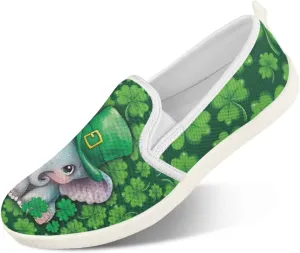 Walking Shoes Slip On Stylish Sneakers Casual Flat Mesh Comfort Loafers Workout Running Green Shamrocks Theme Patrick‘s Holiday