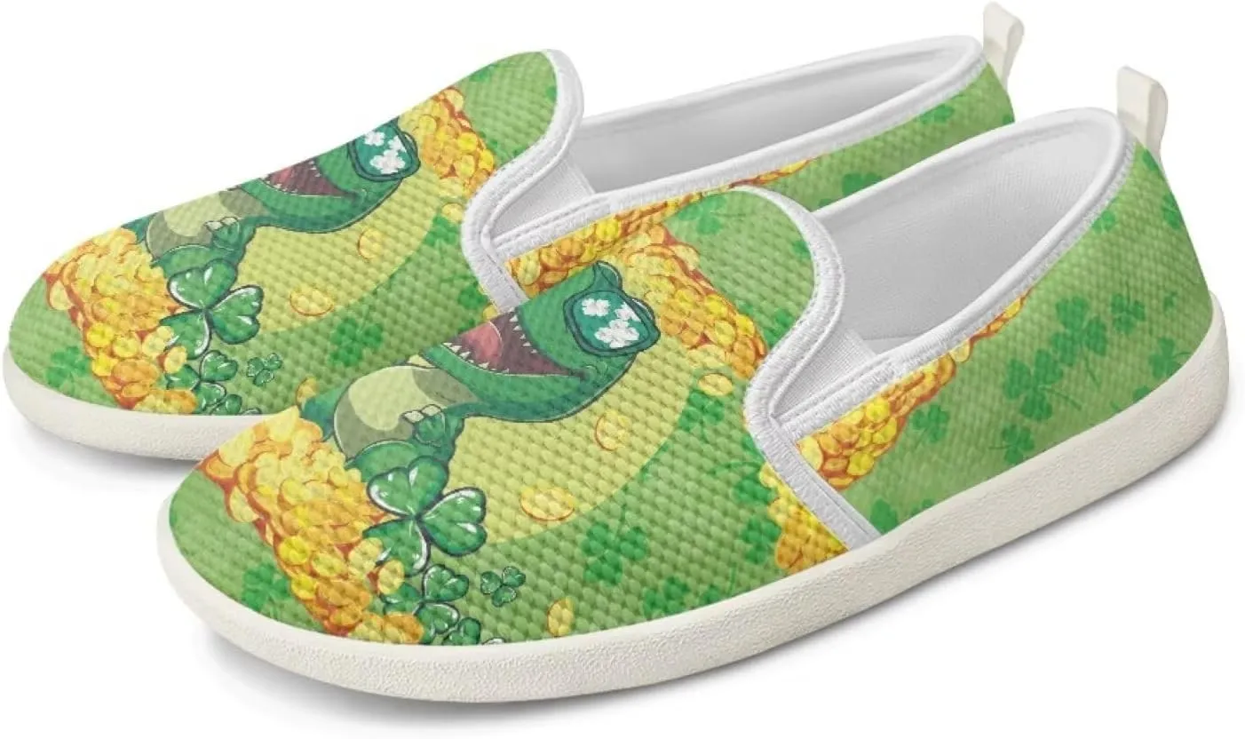 Walking Shoes Slip On Stylish Sneakers Casual Flat Mesh Comfort Loafers Workout Running Green Shamrocks Theme Patrick‘s Holiday