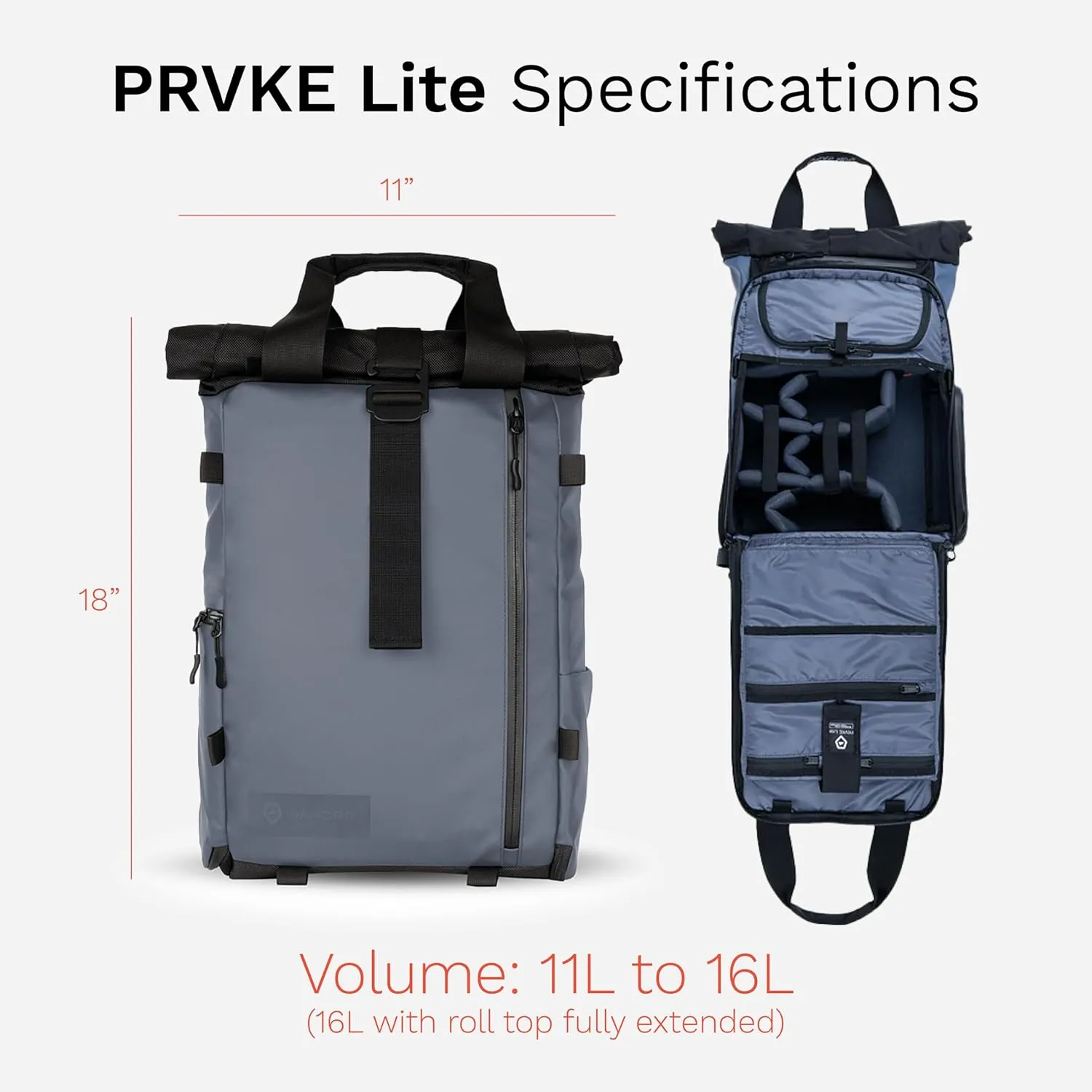 WANDRD PRVKE Lite - Photography Bag - Water Resistant Camera Backpack for Photographers - Anti-Theft Travel Bag with 14-Inch Laptop Sleeve and Fleece-Lined Pockets (Aegean Blue)