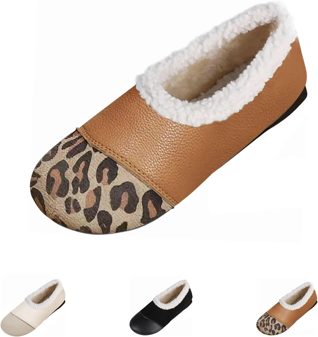 Warm Winter Leather Shoes for Women Shoes with Fuzzy Inside Women Suede Comfortable Slip On Shoes Winter Shoes Women