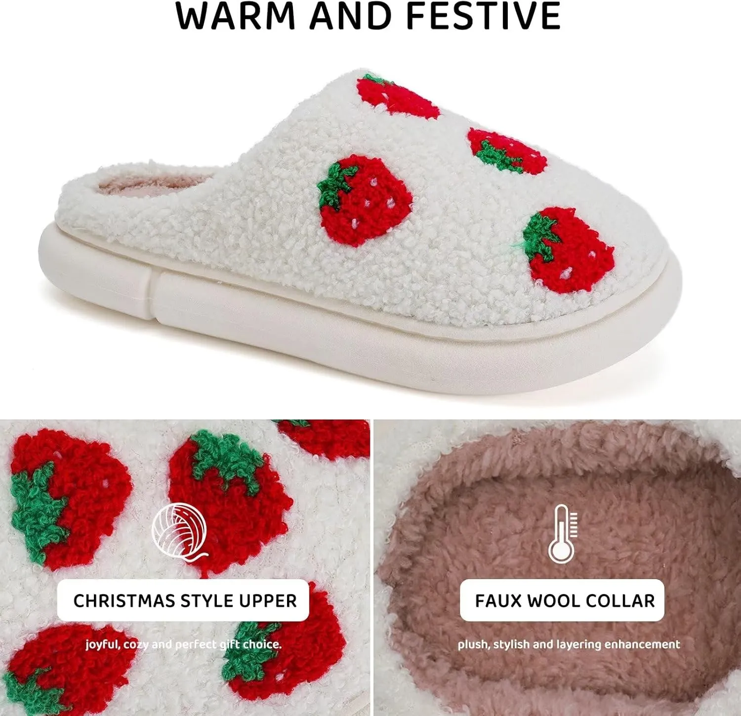 WateLves Women's Pillow Warm Memory Foam Slippers Comfortable Cute House Shoes Lightweight Fuzzy Christmas Slippers