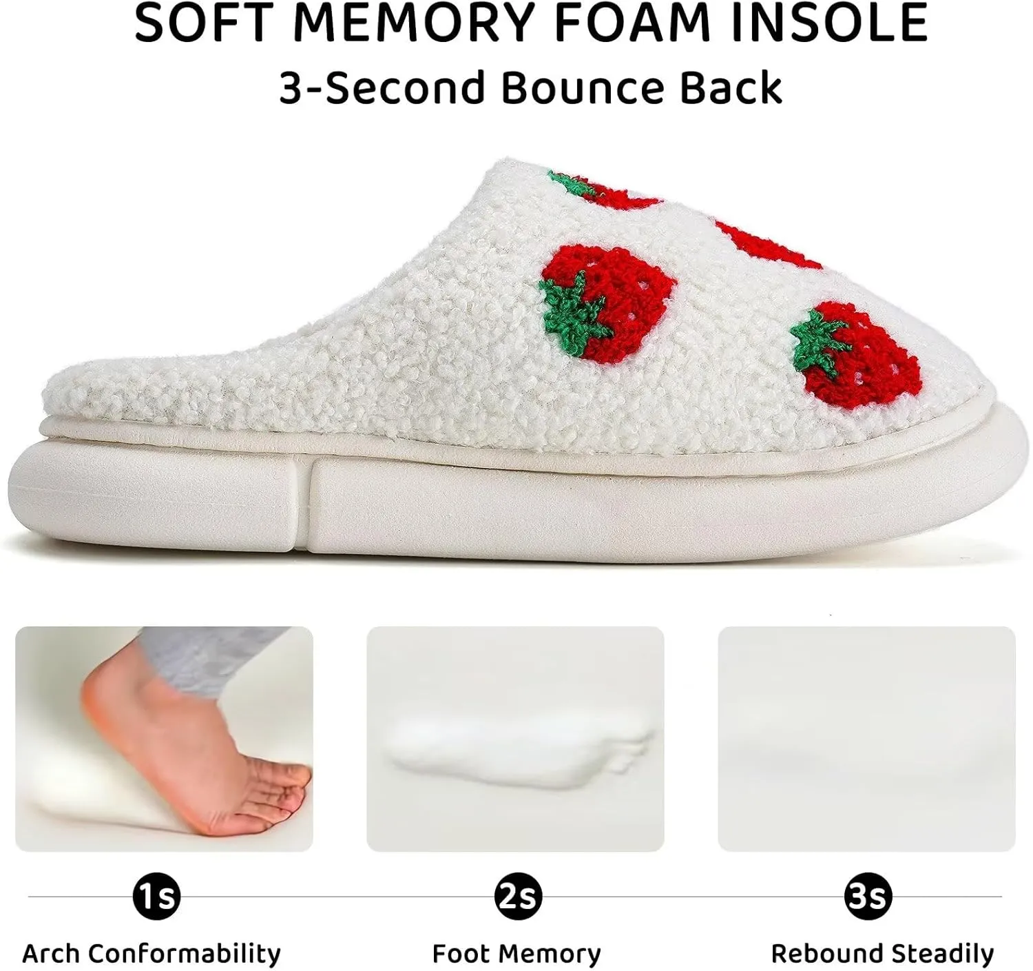 WateLves Women's Pillow Warm Memory Foam Slippers Comfortable Cute House Shoes Lightweight Fuzzy Christmas Slippers