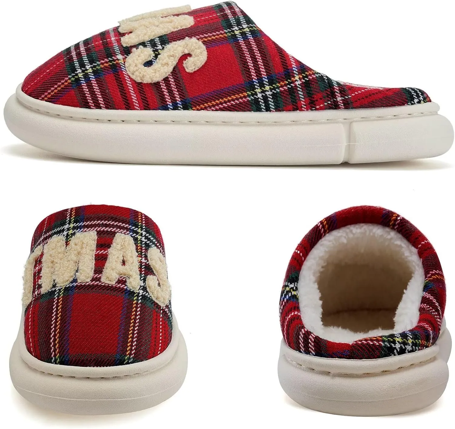 WateLves Women's Pillow Warm Memory Foam Slippers Comfortable Cute House Shoes Lightweight Fuzzy Christmas Slippers