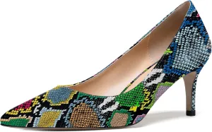 WAYDERNS Women's Pointed Toe Slip On Solid Patent Mid Heel Pumps Shoes 2.5 Inch