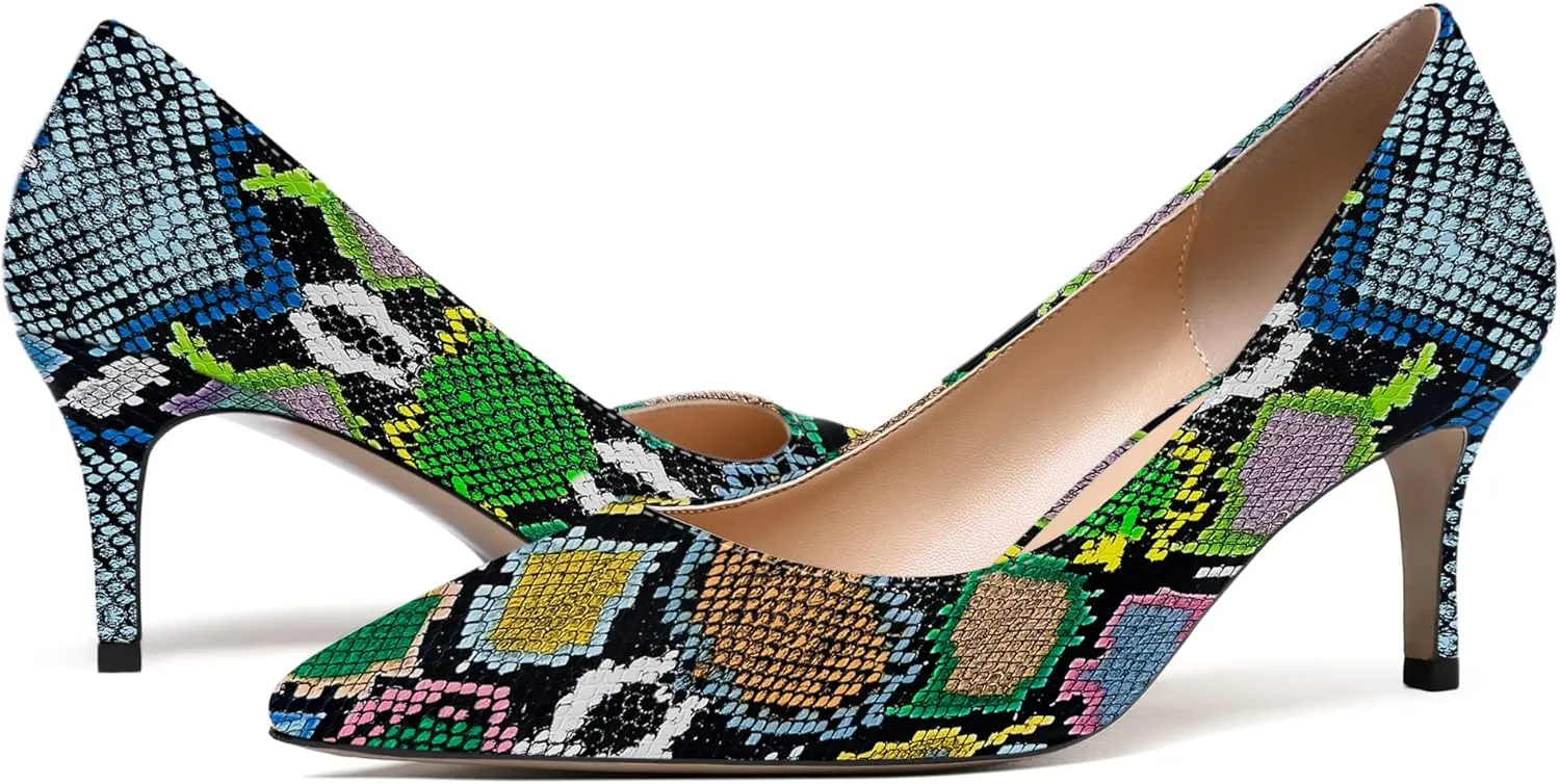 WAYDERNS Women's Pointed Toe Slip On Solid Patent Mid Heel Pumps Shoes 2.5 Inch