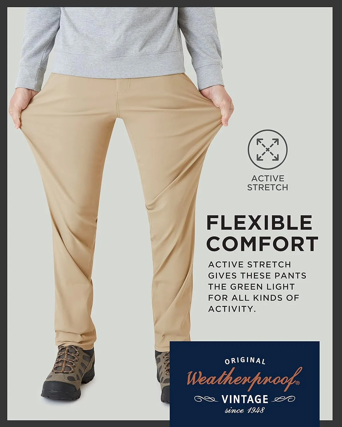 Weatherproof Vintage Men's Regular Fit Excursion Pants - Ultra Stretch Casual Flat Front Chino