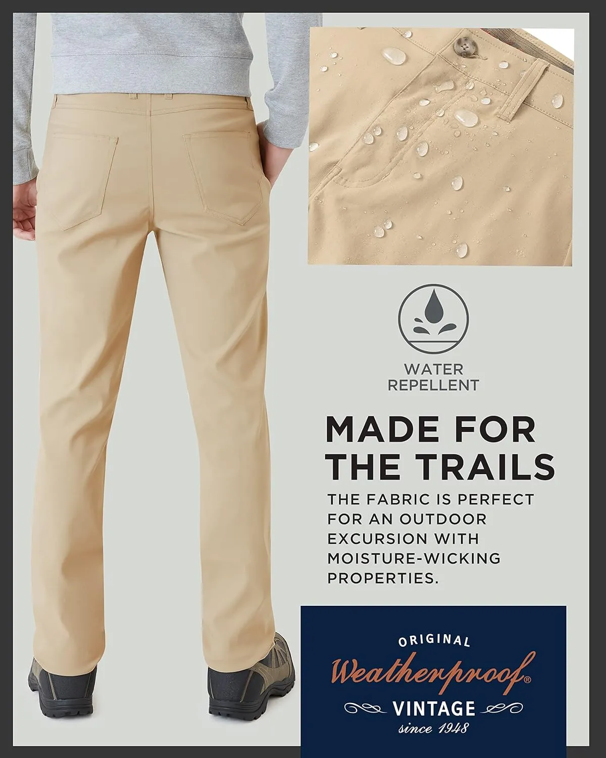 Weatherproof Vintage Men's Regular Fit Excursion Pants - Ultra Stretch Casual Flat Front Chino